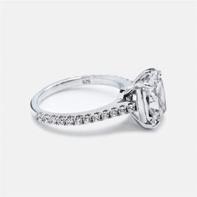 img 2 attached to 💍 Sparkling Beauty: Bo.Dream Cushion Cut 3ct CZ Platinum Plated Sterling Silver Engagement Rings