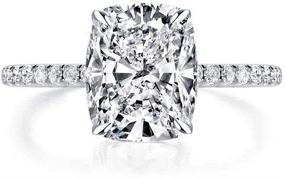 img 4 attached to 💍 Sparkling Beauty: Bo.Dream Cushion Cut 3ct CZ Platinum Plated Sterling Silver Engagement Rings