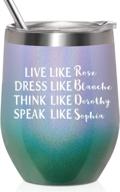 🌹 golden girls gifts funny wine tumbler 12oz | inspired by best friends quote | birthday gift for women | live like rose, dress like blanche, think like dorothy, speak like sophia логотип