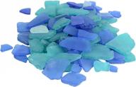🌊 nb sea glass for crafts: 16 oz tumbled sea glass decor bulk - cobalt blue aqua & frosted white seaglass pieces for beach wedding decor and art crafts - vase filler included logo