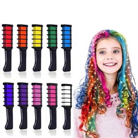 img 4 attached to 🎨 Kalolary 10 Colors Hair Chalk for Girls Kids: Temporary Hair Color Dye for Age 4-10+ - Washable Hair Chalk Comb for Christmas, Birthdays, Cosplay, and DIY