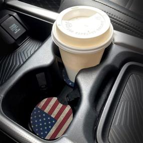 img 3 attached to 🚗 Absorbent Car Coasters for Drinks - Cute Cup Holder Coasters with Fingertip Grip, Auto Accessories for Women & Men - Pack of 2 (National Flag)