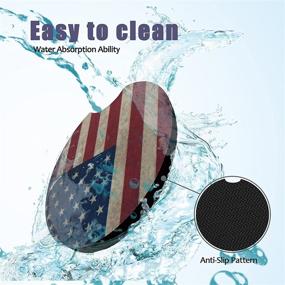 img 2 attached to 🚗 Absorbent Car Coasters for Drinks - Cute Cup Holder Coasters with Fingertip Grip, Auto Accessories for Women & Men - Pack of 2 (National Flag)