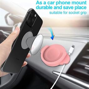 img 3 attached to Socket Car Mount For Phone Holder Silicone Grip Stand With Phone Line Clasp For Collapsible Socket User Used On Dashboard Accessories & Supplies