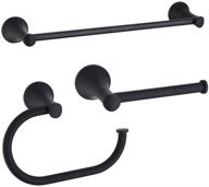 upgrade your bathroom with the sleek cavoli black bathroom hardware set: 3-piece accessory set with toilet paper holder, towel ring, and adjustable towel bar – stylish, functional, and easy to install! logo