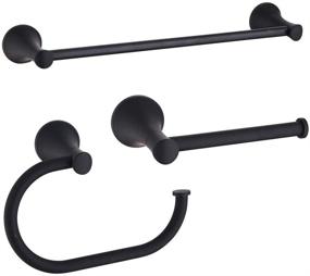 img 4 attached to Upgrade Your Bathroom with the Sleek Cavoli Black Bathroom Hardware Set: 3-Piece Accessory Set with Toilet Paper Holder, Towel Ring, and Adjustable Towel Bar – Stylish, Functional, and Easy to Install!