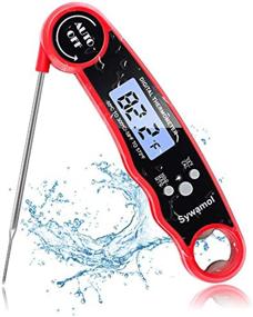 img 4 attached to 🌡️ SYWAMOL Instant Read Meat Thermometer with Folding Probe and Backlit LCD, Digital Thermometer for Cooking, Kitchen, Outdoor Grilling, BBQ - Includes 2 Button Cell