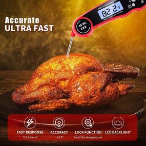 img 2 attached to 🌡️ SYWAMOL Instant Read Meat Thermometer with Folding Probe and Backlit LCD, Digital Thermometer for Cooking, Kitchen, Outdoor Grilling, BBQ - Includes 2 Button Cell