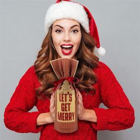 img 1 attached to 🎄 Let's Get Merry: Christmas Wine Gift Bags - Bundle of 6 with Gift Tags