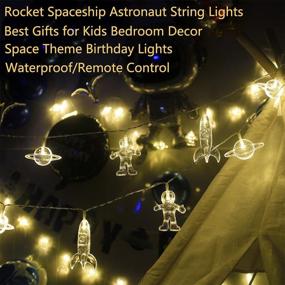 img 3 attached to Mankinlu 20 LED 11 FT Rocket Spaceship Astronaut String Lights Battery Operated Children&#39