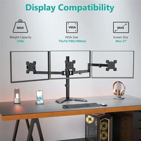 img 2 attached to 💻 WALI Triple LCD Monitor Desk Mount - Free Standing, Fully Adjustable | Fits 3 Screens up to 27 inch, 22 lbs. Weight Capacity per Arm | Black (MF003)