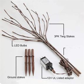 img 3 attached to 🌿 EAMBRITE 3PK 30" Brown Lighted Twig Branches Pathway Light, 60 LED Warm White Bulbs, Suitable for Outdoor and Indoor Use