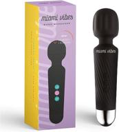 🏖️ miami vibes waterproof wand massager - ultra-powerful & quiet personal massager with 8 speeds & 20 vibration settings, soft silicone - black logo