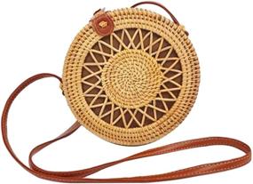 img 4 attached to Round Rattan Handwoven Bohemian Shoulder