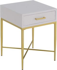 img 2 attached to White and Gold Ashley End Table by Convenience Concepts: Stylish Scallop Design