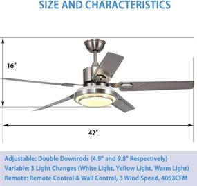 img 2 attached to 🌀 42in Stainless Steel Silver Reversible Ceiling Fan with Light and Remote Control: Enhance Your Space with Style and Convenience