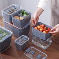 🥦 lazkissy fresh-keeping container set: 3-in-1 draining crisper with strainers, vented storage containers for fruits and vegetables - pack of 3 for varied food storage sizes logo