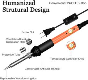 img 3 attached to 🔥 FUMONCHY Wood Burning Kit 126Pcs, Adjustable Temperature Wood Burning Tool with Soldering Iron Tips, On-Off Switch Pyrography Pen for Embossing, Carving, and Wood Burning Stencils Included