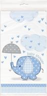 🐘 blue elephant boy baby shower plastic tablecloth – 84" x 54" – convenient baby shower decoration! logo