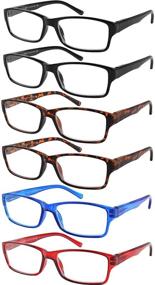 img 4 attached to 👓 Yogo Vision 6-Pack Неконтрастные очки чтения - Стильные читальные очки в 4 цветах оправы для мужчин и женщин