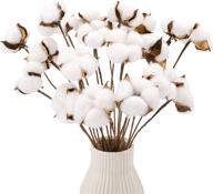🌾 cewor 20pcs cotton stems, artificial cotton floral stems for vase home decor, faux farmhouse cotton flowers, dried cotton picks stalks plants logo