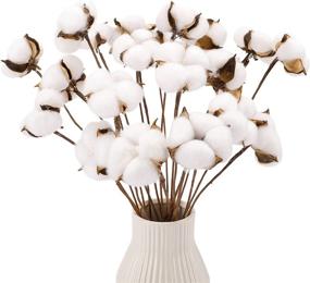 img 4 attached to 🌾 CEWOR 20pcs Cotton Stems, Artificial Cotton Floral Stems for Vase Home Decor, Faux Farmhouse Cotton Flowers, Dried Cotton Picks Stalks Plants