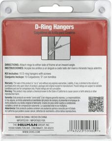 img 2 attached to 🖼️ SET of 10 OOK 59980 D-Ring Hangers for Mirrors, Pictures - ReadyScrew Steel Hangers, Zinc Plated, 60lb Capacity