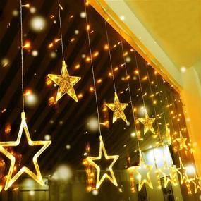 img 4 attached to 🌟 Quntis LED 12 Stars Curtain Lights: Stunning 138 LEDs Christmas Window Icicle Lights for Magical Twinkle Fairy String Waterfall Backdrop Decoration, Indoors or Outdoors!