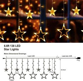 img 3 attached to 🌟 Quntis LED 12 Stars Curtain Lights: Stunning 138 LEDs Christmas Window Icicle Lights for Magical Twinkle Fairy String Waterfall Backdrop Decoration, Indoors or Outdoors!