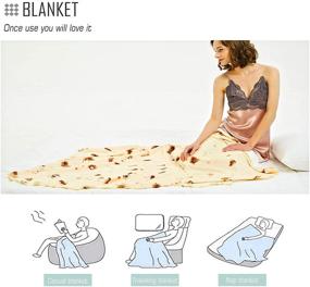 img 1 attached to 🌯 Cozy Flannel Burrito Tortilla Blanket - Double Sided 47 inches: Perfect for Adults and Kids, 280 GSM Novelty Giant Food Throw Blanket for Bed, Couch, Travel, Picnic and Beach