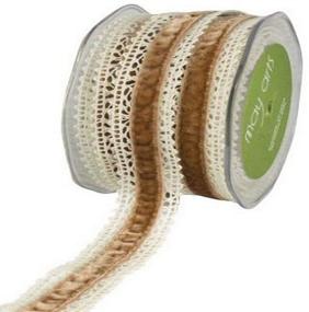 img 1 attached to 🎀 1-Inch Ivory Crochet Ribbon with Antique Gold Velvet by May Arts