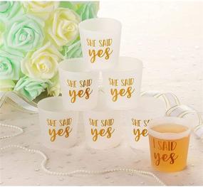 img 3 attached to 🥂 Frosted White with Gold Foil Plastic Shot Glasses - 15 Pack for Bachelorette Party, Weddings, Mini Disposable Cups, Party Props & Favors - Holds 3.7oz