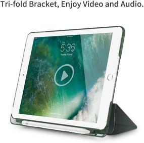 img 1 attached to 📱 INFILAND iPad 9th Generation 2021 Case with Pencil Holder - Dark Green, Compatible with iPad 8th/7th Generation and iPad 10.2 2019/2020/2021