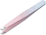 precision slant tweezers - perfect for 🔪 eyebrows, facial hair & ingrown hair removal (pink) logo