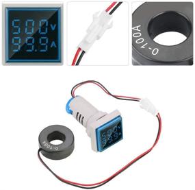 img 1 attached to ⚡ High-Quality Blue LED Display Voltmeter: Dual Display Panel Voltmeter Ammeter, AC 0-100A 60-500V Meter Indicator, LED Digital Voltage Tester, Current Detector – 22mm Square Design