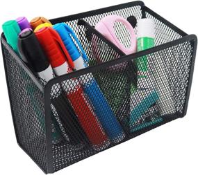 img 4 attached to 🖊️ Snow Cooler Magnetic Pencil Holder - Maximize Your Organization with 2 Generous Compartments - Premium Quality Magnetic Storage Basket - Strong Magnets for Ultimate Stability - Ideal Mesh Pen Holder for Whiteboard, Locker Accessories