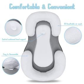 img 1 attached to 👶 Adjustable Portable Baby Lounger Pillow, Ultra Soft Breathable Cotton Newborn Nest Bed Mattress for Comfortable Sleep, Prevent Flat Head Syndrome Support Pillow - Grey