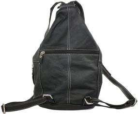 img 1 attached to Multi-functional Women's Genuine Leather Sling Purse: Convertible Shoulder Bag, Tear Drop Backpack, Mid Size Black