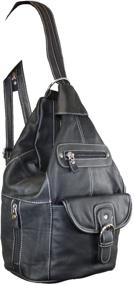 img 2 attached to Multi-functional Women's Genuine Leather Sling Purse: Convertible Shoulder Bag, Tear Drop Backpack, Mid Size Black