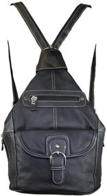 img 4 attached to Multi-functional Women's Genuine Leather Sling Purse: Convertible Shoulder Bag, Tear Drop Backpack, Mid Size Black