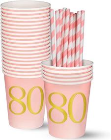 img 3 attached to 🎉 24 Set of Women's 80th Birthday Party Supplies: Decorations, Napkins, Cups, Plates, Straws