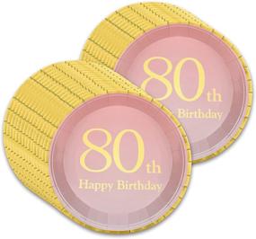 img 2 attached to 🎉 24 Set of Women's 80th Birthday Party Supplies: Decorations, Napkins, Cups, Plates, Straws