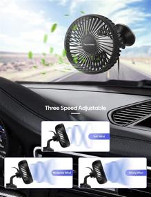 img 3 attached to 🚗 Tsumbay USB Car Fan – 5 Inch Cooling Fan for Vehicles with 360° Rotatable Design and 3 Speeds – Convenient USB Plug for Truck SUV RV Boat