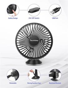 img 1 attached to 🚗 Tsumbay USB Car Fan – 5 Inch Cooling Fan for Vehicles with 360° Rotatable Design and 3 Speeds – Convenient USB Plug for Truck SUV RV Boat