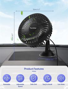 img 2 attached to 🚗 Tsumbay USB Car Fan – 5 Inch Cooling Fan for Vehicles with 360° Rotatable Design and 3 Speeds – Convenient USB Plug for Truck SUV RV Boat