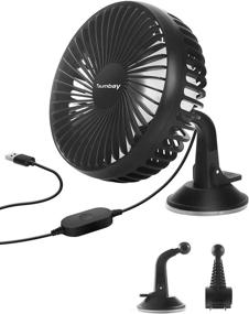 img 4 attached to 🚗 Tsumbay USB Car Fan – 5 Inch Cooling Fan for Vehicles with 360° Rotatable Design and 3 Speeds – Convenient USB Plug for Truck SUV RV Boat