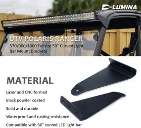 img 3 attached to 🚜 D-Lumina Curved LED Light Bar Mount Brackets for Polaris Ranger 570/900/1000 XP Full Size - Upper Roof Windshield Pro-fit Cage, 50-inch