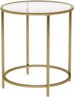 🌟 vasagle gold round side table with glass top, modern metal frame end table, small coffee accent table for living room, bedroom, balcony - ulgt20g logo