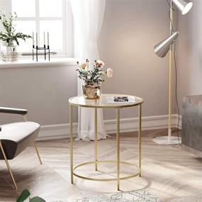 img 2 attached to 🌟 VASAGLE Gold Round Side Table with Glass Top, Modern Metal Frame End Table, Small Coffee Accent Table for Living Room, Bedroom, Balcony - ULGT20G