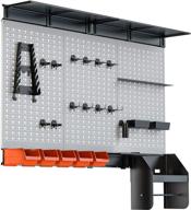 🛠️ torack pegboard wall organizer 48x40 inch - garage metal pegboard utility tool storage kit with hooks & accessories, wall mounted storage bins, paper towel holder, overhead shelf - 4ft logo